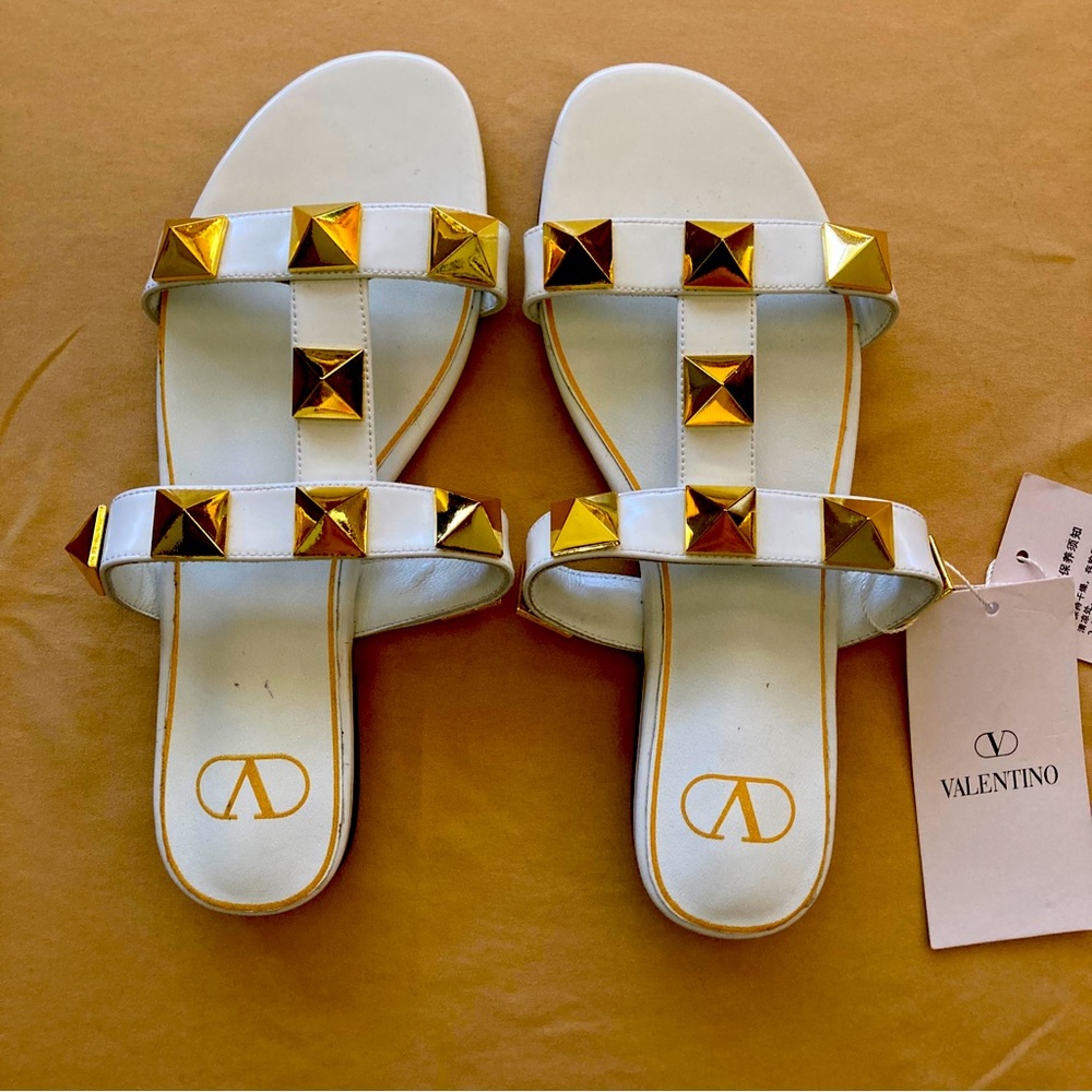 Valentino gold block sandals